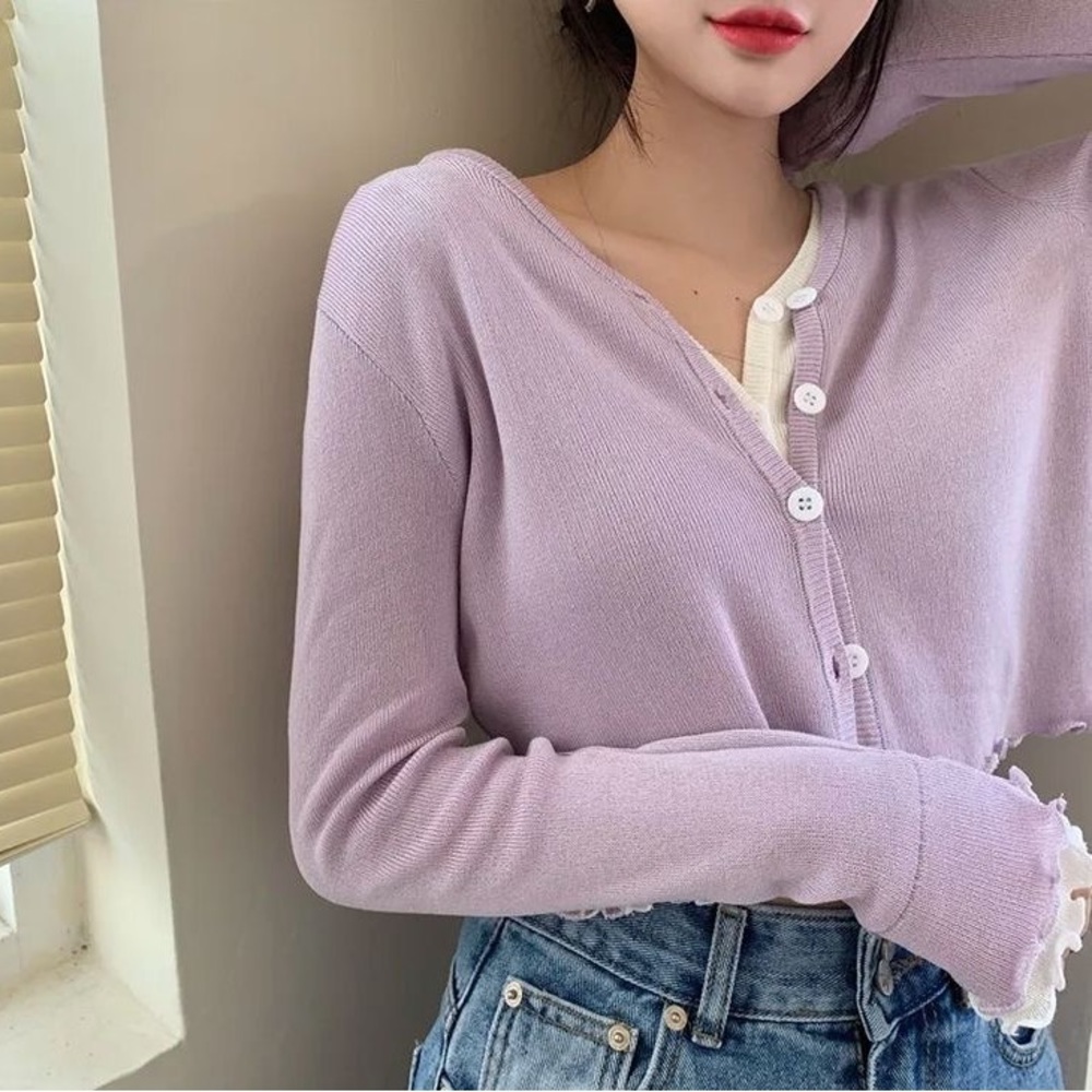 Lilac long sleeve crop